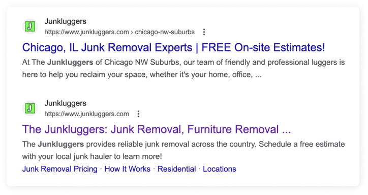 SERP example result