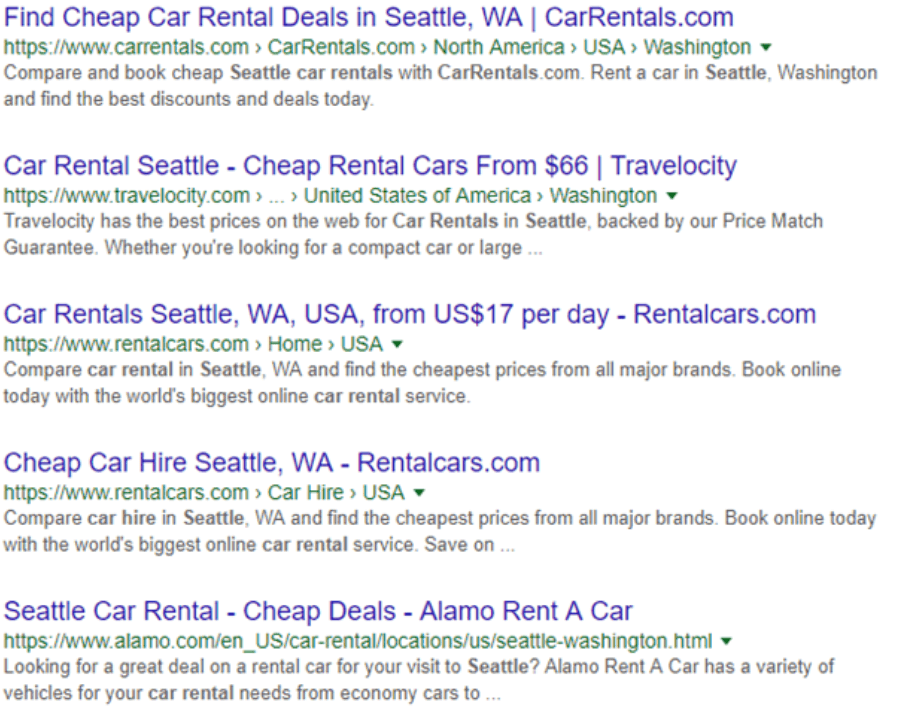 Service Area Google SERPs